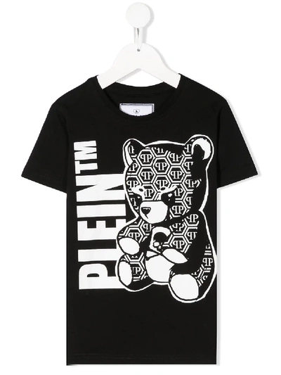 Philipp Plein Kids' Embellished Logo Teddybear T-shirt In Black