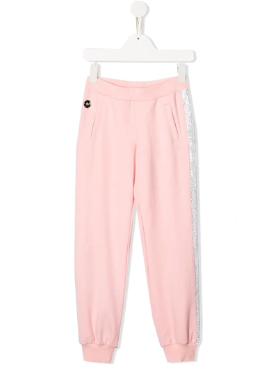 Philipp Plein Crystal-embellished Track Pants In Pink