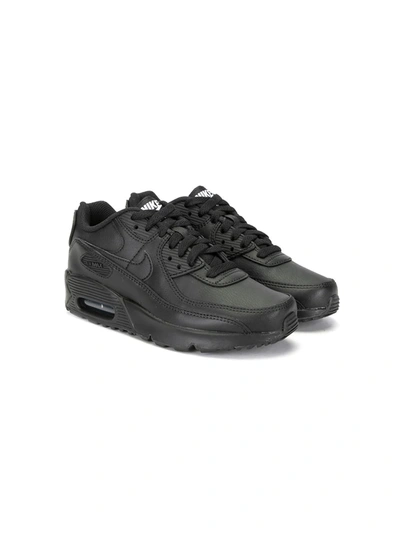 Nike Babies' Teen Air Max 90 Low-top Sneakers In Black/ Black/ Black/ White