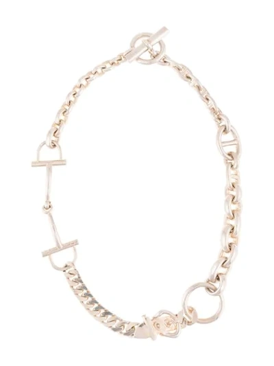 Pre-owned Hermes  Thick Chain Link Necklace In Silver