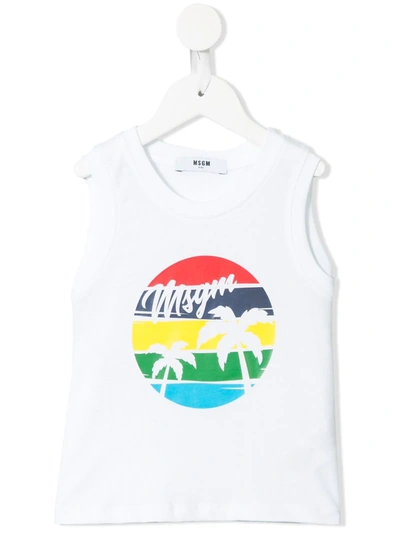 Msgm Babies' Logo Palm Tree Short Set In White