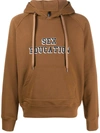 Neil Barrett Slogan Print Hoodie In Brown