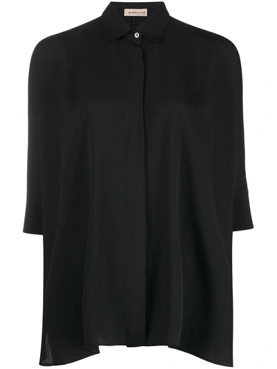 Blanca Vita Carlotta Spread-collar Shirt In Black