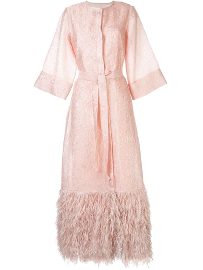 Bambah Lily Feather Kaftan In Pink