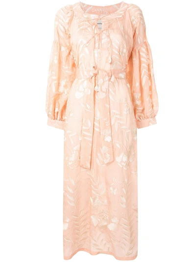 Bambah Alyssum Floral Embroidered Dress In Pink