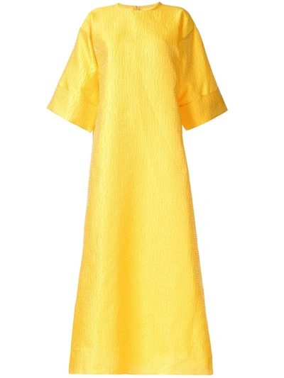 Bambah Rosa Brocade Kaftan Dress In Yellow