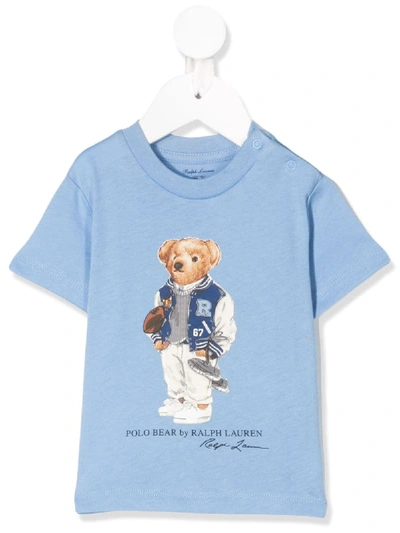 Ralph Lauren Babies' Polo Bear Print T-shirt In Blue