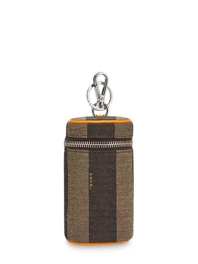Fendi Jacquard Pequin Striped Can Holder In Brown