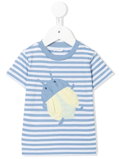 Il Gufo Babies' Striped Bug Appliqué T-shirt In Blue