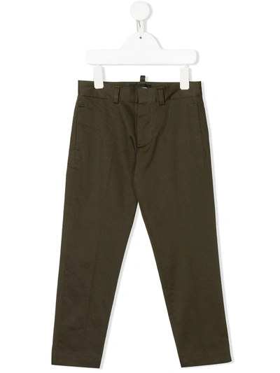 Dsquared2 Kids' Straight-leg Tailored Trousers In Green