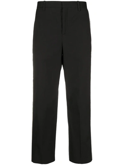 Neil Barrett Contrast Panels Cropped Trousers In Black