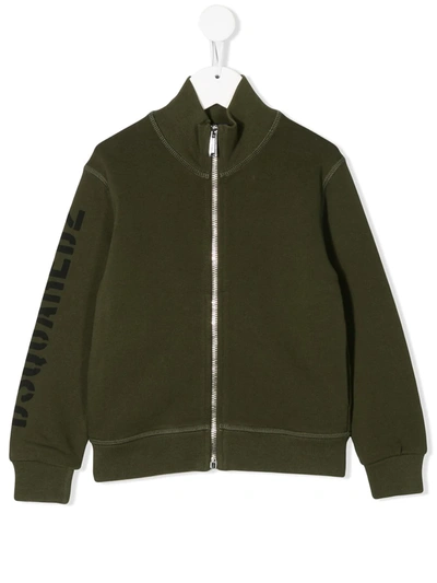 Dsquared2 Kids' Logo-print Zipped Track Jacket In Green