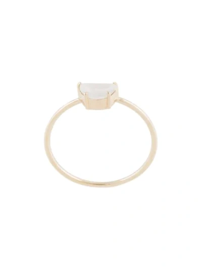 Natalie Marie 9kt Yellow Gold Moonstone Tiny Half Moon Ring