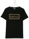 Young Versace Kids' Crew-neck Logo T-shirt In Black