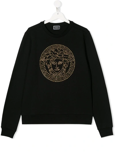 Young Versace Kids' Medusa Head Logo Sweatshirt In Black