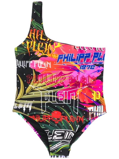 Philipp Plein Kids' Jungle Rock Monokini In Black