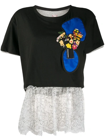 Antonio Marras Embellished Floral Appliqué T-shirt In Black