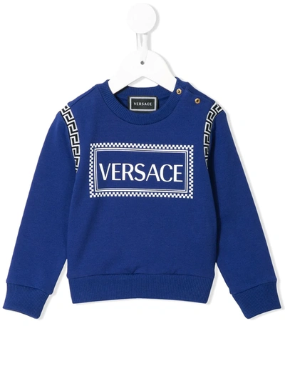 Young Versace Babies' Print Logo Jumper Set In Blue