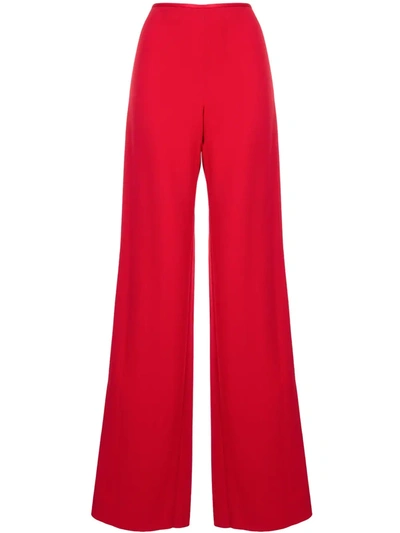 Emporio Armani Wide Leg High Waisted Trousers In Red