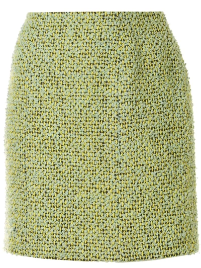 Pre-owned Chanel 1994s Above The Knee Tweed Skirt In Green