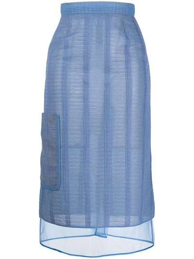 Marco De Vincenzo Abstract Pattern Sheer Skirt In Blue