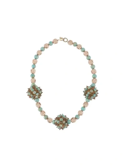 Pre-owned Dior 1960  Couture Turquoise Crystal Necklace In Gold