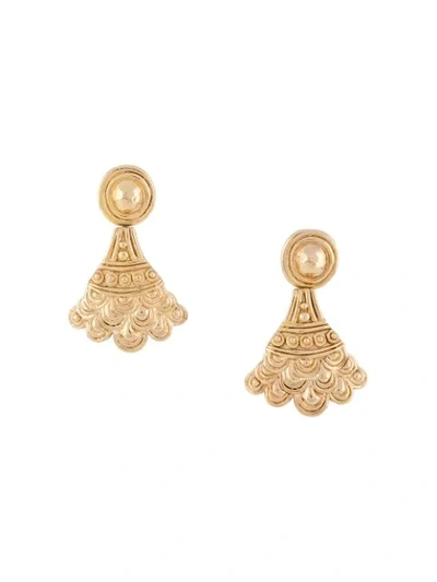 Pre-owned Dior 1980s  Peacock Earrings In Gold