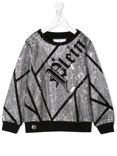 Philipp Plein Kids' Crystal Plein Sweatshirt In Black