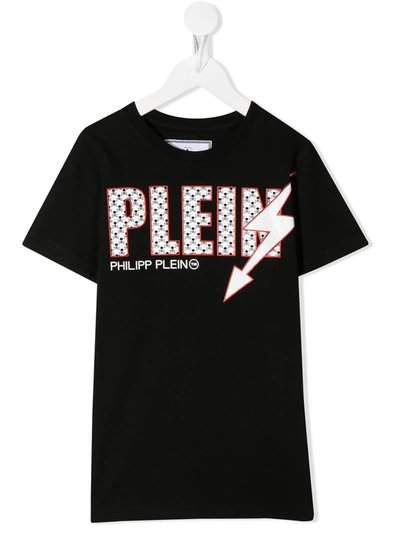 Philipp Plein Junior Thunder Logo Print T-shirt In Black