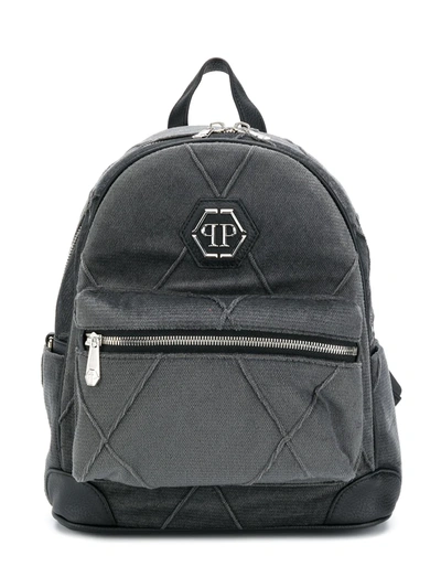 Philipp Plein Kids' Matelassé Zipper Backpack In Black