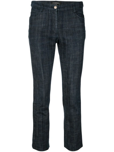 Pre-owned Chanel 2005 Cc Logo Cropped Jeans In Blue