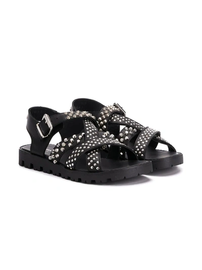 Dsquared2 Teen Studded Strappy Sandals In Black