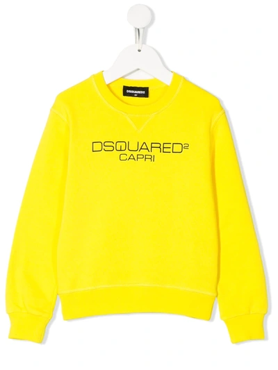 Dsquared2 Teen Logo Printed Sweatshirt In Yellow