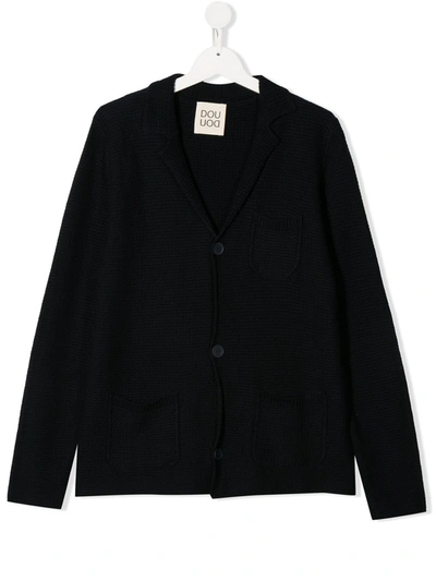 Douuod Teen Knitted V-neck Cardigan In Blue
