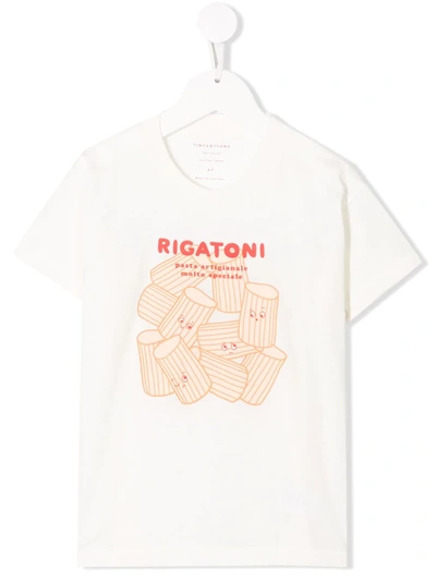 Tiny Cottons Kids' Crew Neck Pasta Print T-shirt In Neutrals