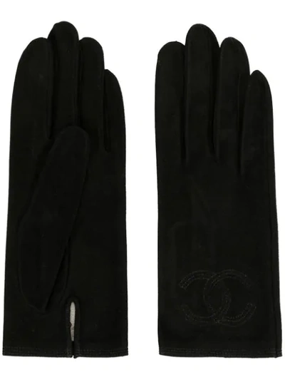 Pre-owned Chanel 1990s Cc Logo Gloves In Black