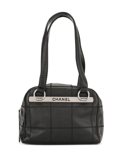 Pre-owned Chanel Choco Bar Logo Shoulder Bag In Black
