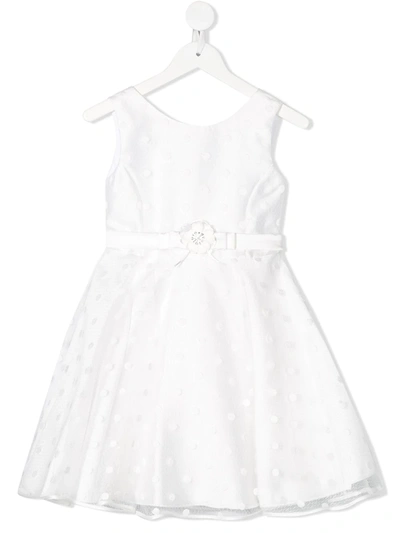 Abel & Lula Kids' Polka-dot Tulle Flared Dress In White