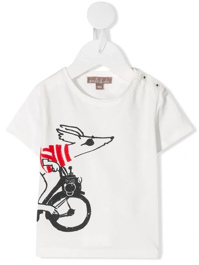 Emile Et Ida Babies' Graphic-print Crew Neck T-shirt In White