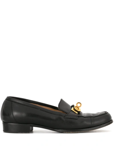 Pre-owned Hermes  Kelly Motif Loafers In Black