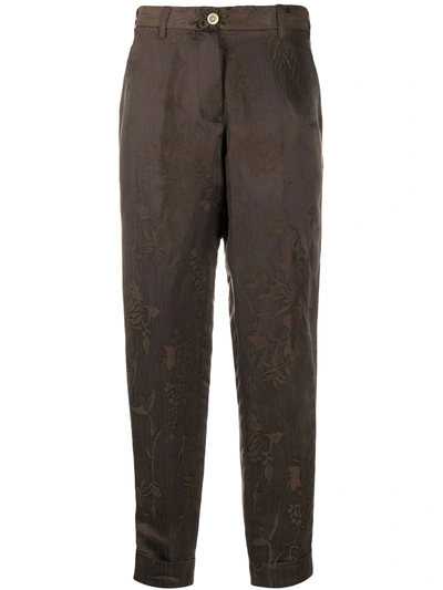 Ann Demeulemeester High-waisted Brocade Trousers In Brown