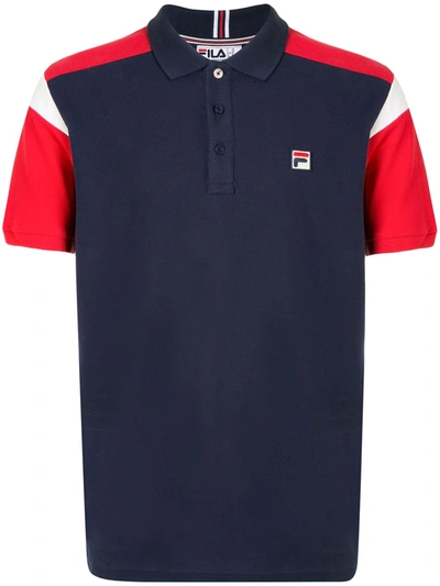 Fila Colour Block Polo Shirt In Blue