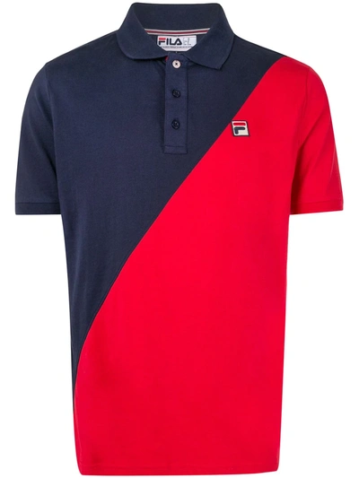 Fila Colour Block Polo Shirt In Blue