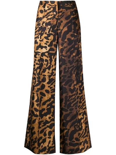 Alberto Biani Leopard-print Flared Trousers In Neutrals
