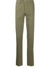 Canali Off Centre Button Chinos In Green