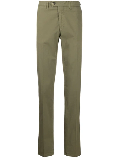 Canali Off Centre Button Chinos In Green