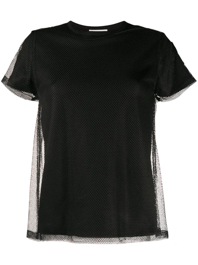 Moncler Mesh Overlay T-shirt In Black