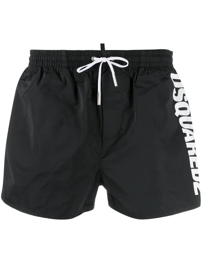 Dsquared2 Logo Print Swim Shorts In Black