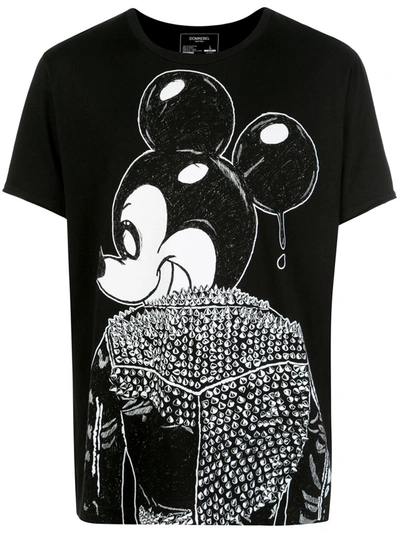 Domrebel Rebel Mickey Mouse Print T-shirt In Black