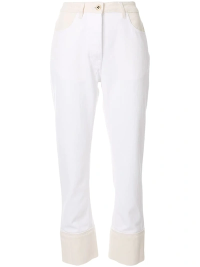 Ports 1961 Contrast-panel Straight Leg Jeans In White